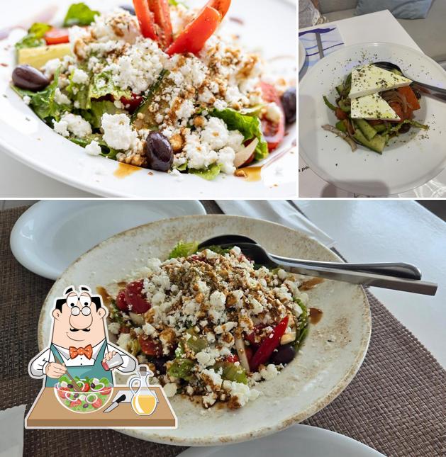 Greek salads served at No Name Grill Restaurant